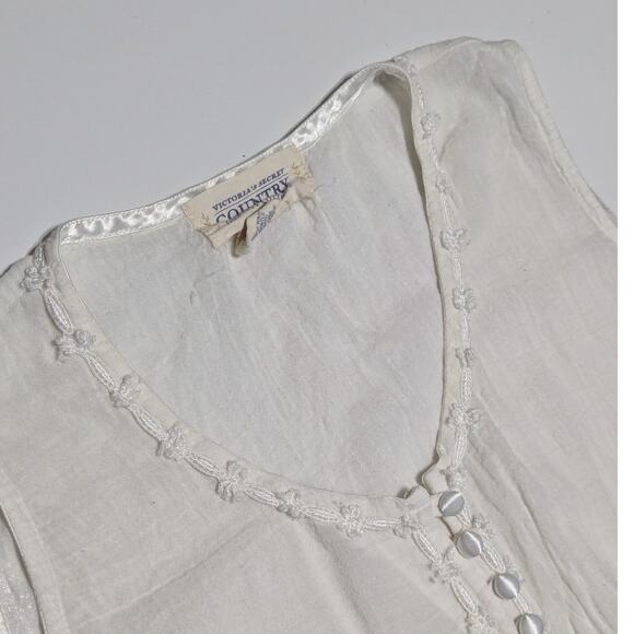 Vintage Victoria's Secret Country Quality Cottons Button Down Babydoll Top Sheer - Picture 6 of 7